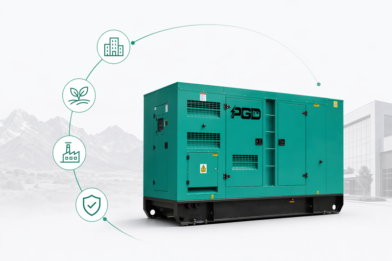 Green generator with PGD branding on a white background