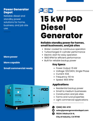 15KW PGD Diesel Generator Water Cooled Silent 120V or 240V 1 Phase