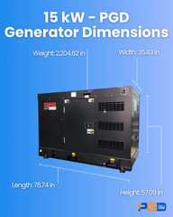 15KW PGD Diesel Generator Water Cooled Silent 120V or 240V 1 Phase