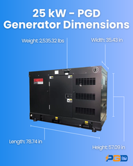 25kW PGD Diesel Generator Water Cooled Silent 120V or 240V 1 Phase