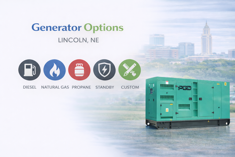 Generator options with a cityscape background and a green generator.