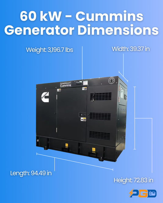 60kW Cummins Powered Diesel Generator 120V or 240V Single Phase Open Frame