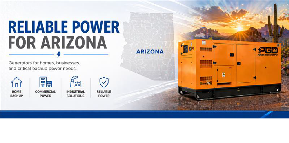 Orange generator with 'PGG' branding on a desert landscape with 'Arizona' text.