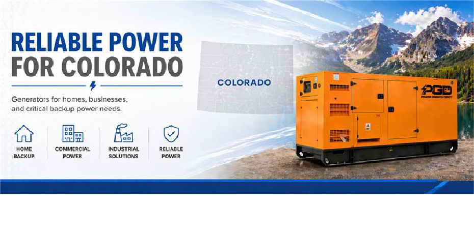 Orange generator with 'Colorado' branding against a scenic mountain backdrop.