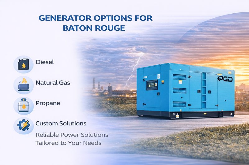 Generator options for Baton Rouge with a blue generator and PGD logo.