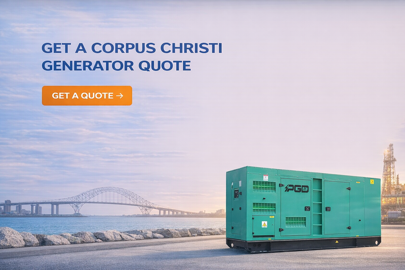 Generator with Corpus Christi skyline and ocean in the background