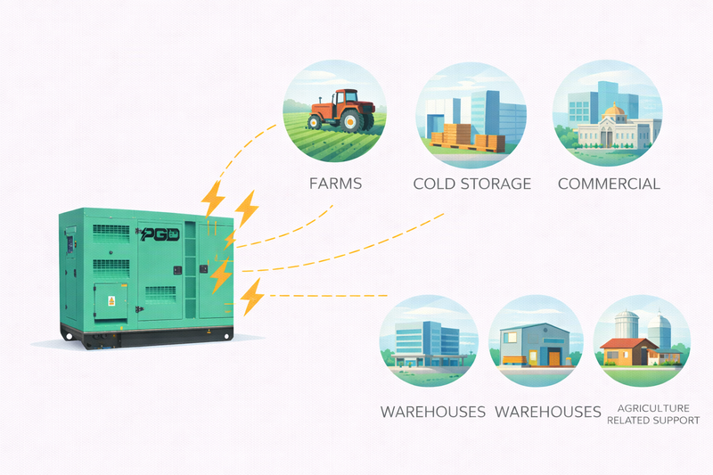 Generator with connections to various sectors on a white background