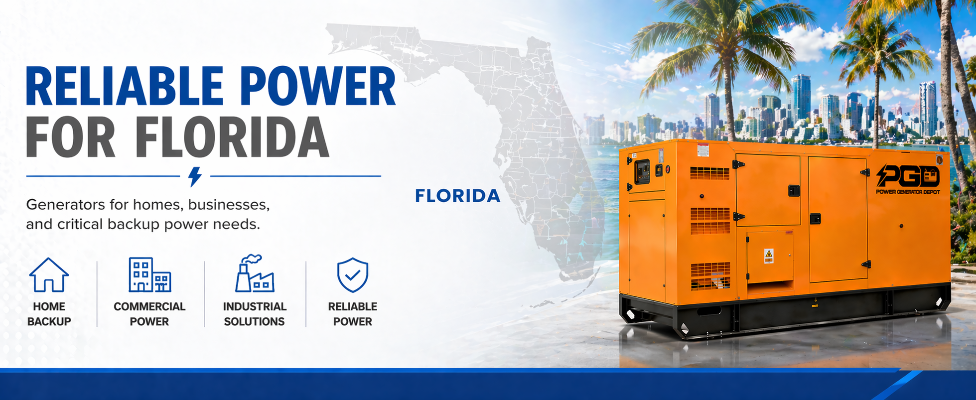AGG generator with Florida map and skyline in the background