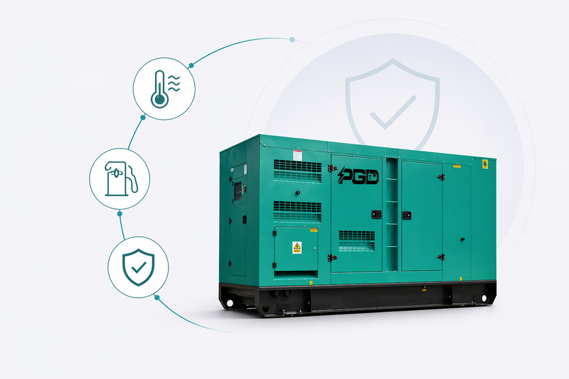 Green generator with icons on a white background