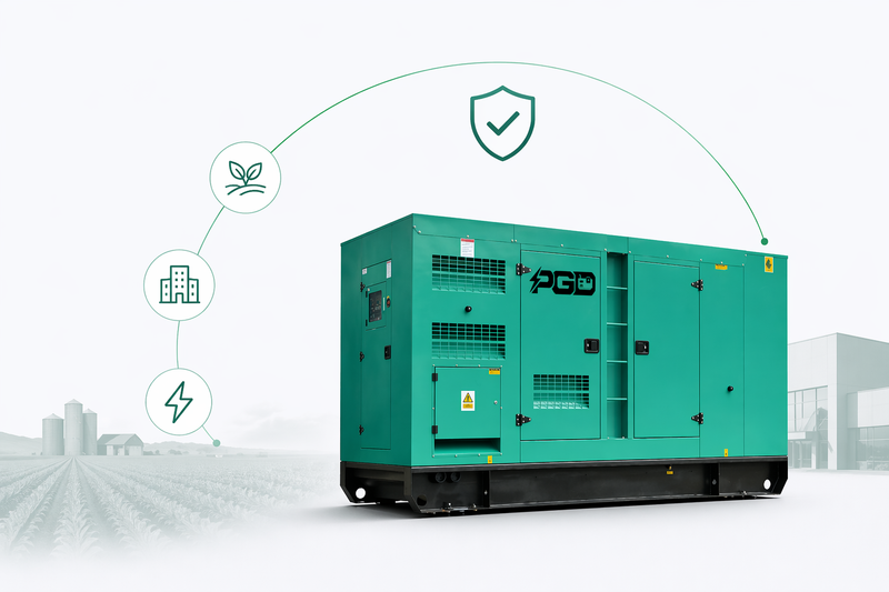 Green generator with PGD logo on a white background
